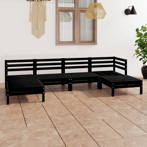 vidaXL, vidaXL 6-tlg. Garten-Lounge-Set Schwarz Massivholz Kiefer