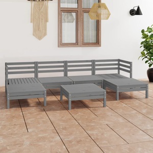 vidaXL, vidaXL 7-tlg. Garten-Lounge-Set Grau Kiefer Massivholz