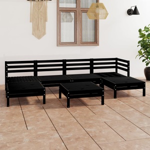vidaXL, vidaXL 7-tlg. Garten-Lounge-Set Schwarz Massivholz Kiefer, vidaXL 7-tlg. Garten-Lounge-Set Schwarz Massivholz Kiefer