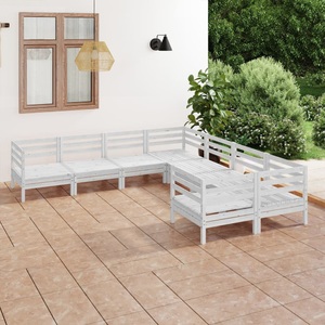 vidaXL, vidaXL 8-tlg. Garten-Lounge-Set Massivholz Kiefer Weiß