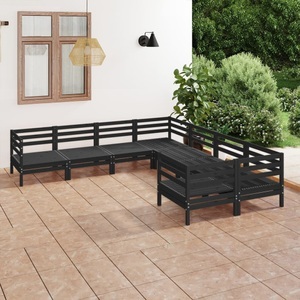vidaXL, vidaXL 8-tlg. Garten-Lounge-Set Massivholz Kiefer Schwarz