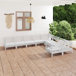vidaXL, vidaXL 9-tlg. Garten-Lounge-Set Weiß Massivholz Kiefer, 