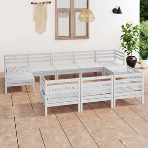 vidaXL, vidaXL 10-tlg. Garten-Lounge-Set Weiß Massivholz Kiefer, 