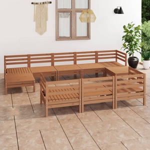vidaXL, vidaXL 10-tlg. Garten-Lounge-Set Honigbraun Massivholz Kiefer, 
