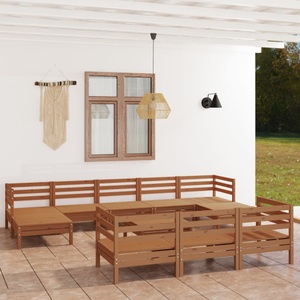 vidaXL, vidaXL 11-tlg. Garten-Lounge-Set Honigbraun Massivholz Kiefer, 