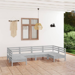 vidaXL, vidaXL 6-tlg. Garten-Lounge-Set Weiß Massivholz Kiefer, vidaXL 6-tlg. Garten-Lounge-Set Weiß Massivholz Kiefer
