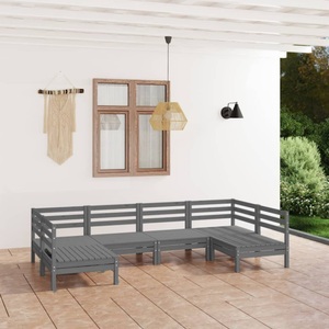 vidaXL, vidaXL 6-tlg. Garten-Lounge-Set Grau Massivholz Kiefer