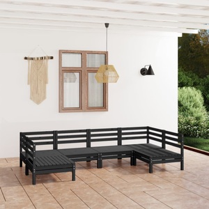 vidaXL, vidaXL 6-tlg. Garten-Lounge-Set Schwarz Massivholz Kiefer