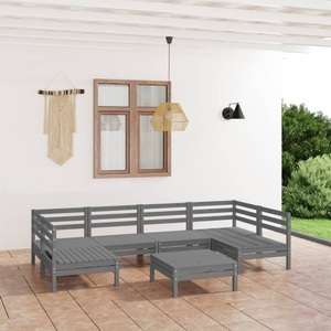 vidaXL, vidaXL 7-tlg. Garten-Lounge-Set Grau Massivholz Kiefer