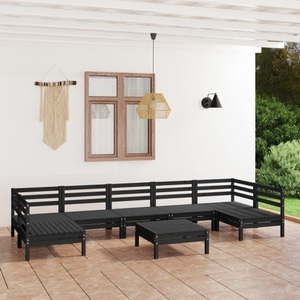 vidaXL, vidaXL 8-tlg. Garten-Lounge-Set Schwarz Massivholz Kiefer