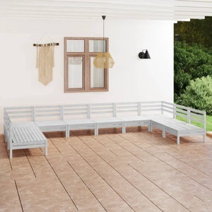 vidaXL, vidaXL 10-tlg. Garten-Lounge-Set Weiß Massivholz Kiefer