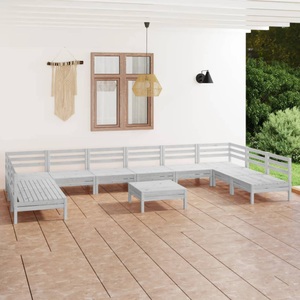 vidaXL, vidaXL 11-tlg. Garten-Lounge-Set Weiß Massivholz Kiefer