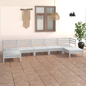 vidaXL, vidaXL 7-tlg. Garten-Lounge-Set Weiß Massivholz Kiefer