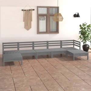 vidaXL, vidaXL 7-tlg. Garten-Lounge-Set Grau Massivholz Kiefer