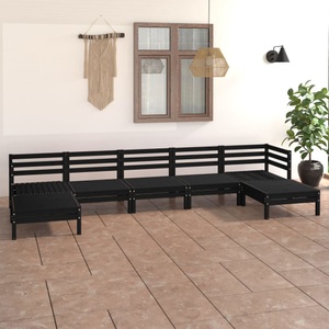 vidaXL, vidaXL 7-tlg. Garten-Lounge-Set Schwarz Massivholz Kiefer