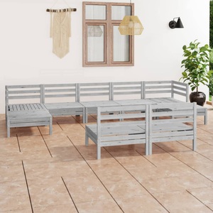 vidaXL, vidaXL 9-tlg. Garten-Lounge-Set Weiß Massivholz Kiefer
