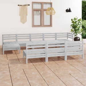 vidaXL 10-tlg. Garten-Lounge-Set Weiß Kiefer Massivholz