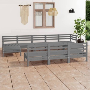 vidaXL, vidaXL 10-tlg. Garten-Lounge-Set Grau Massivholz Kiefer