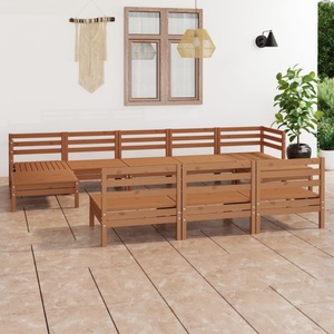 vidaXL, vidaXL 10-tlg. Garten-Lounge-Set Honigbraun Massivholz Kiefer, 