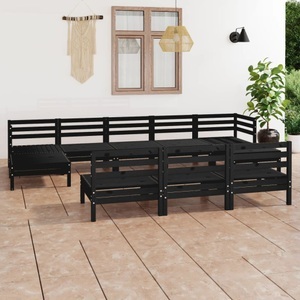 vidaXL, vidaXL 10-tlg. Garten-Lounge-Set Schwarz Massivholz Kiefer