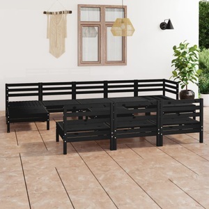 vidaXL, vidaXL 11-tlg. Garten-Lounge-Set Schwarz Massivholz Kiefer