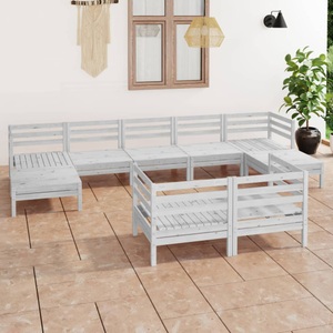 vidaXL, vidaXL 9-tlg. Garten-Lounge-Set Weiß Massivholz Kiefer, 