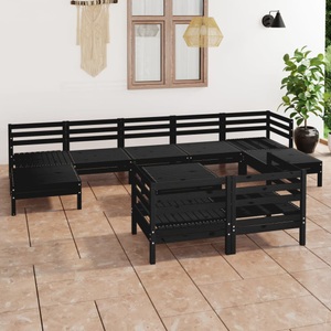 vidaXL, vidaXL 10-tlg. Garten-Lounge-Set Schwarz Massivholz Kiefer, vidaXL 10-tlg. Garten-Lounge-Set Schwarz Massivholz Kiefer