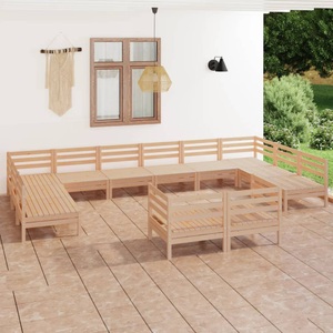 vidaXL, vidaXL 12-tlg. Garten-Lounge-Set Massivholz Kiefer, 
