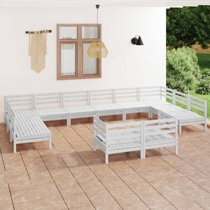 vidaXL, vidaXL 12-tlg. Garten-Lounge-Set Weiß Massivholz Kiefer