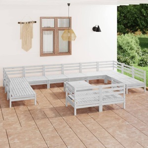 vidaXL, vidaXL 13-tlg. Garten-Lounge-Set Weiß Massivholz Kiefer