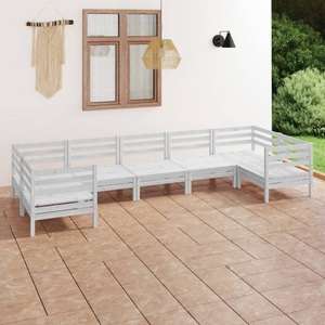 vidaXL, vidaXL 7-tlg. Garten-Lounge-Set Weiß Massivholz Kiefer, 