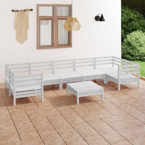vidaXL, vidaXL 8-tlg. Garten-Lounge-Set Weiß Massivholz Kiefer, 