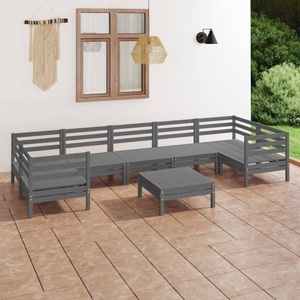 vidaXL, vidaXL 8-tlg. Garten-Lounge-Set Grau Massivholz Kiefer, 