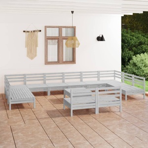 vidaXL, vidaXL 13-tlg. Garten-Lounge-Set Weiß Massivholz Kiefer