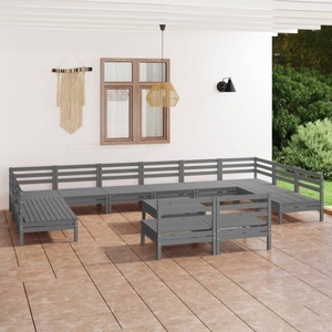 vidaXL, vidaXL 13-tlg. Garten-Lounge-Set Grau Massivholz Kiefer