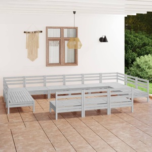 vidaXL, vidaXL 13-tlg. Garten-Lounge-Set Weiß Massivholz Kiefer, 