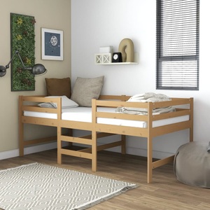 vidaXL, vidaXL Mittelhohes Bett mit Matratze Honigbraun 90x200 cm Massivholz Kiefer, 