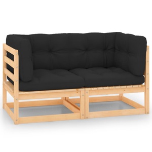 vidaXL, vidaXL Garten-Ecksofas mit Kissen 2 Stk. Massivholz Kiefer, vidaXL Garten-Ecksofas mit Kissen 2 Stk. Massivholz Kiefer