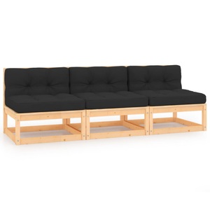 vidaXL, vidaXL 3-tlg. Garten-Lounge-Set mit Kissen Massivholz Kiefer