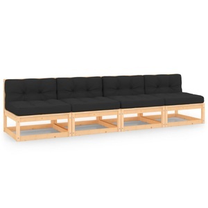 vidaXL 4-tlg. Garten-Lounge-Set mit Kissen Massivholz Kiefer