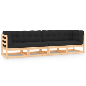 vidaXL, vidaXL 4-tlg. Garten-Lounge-Set mit Kissen Massivholz Kiefer