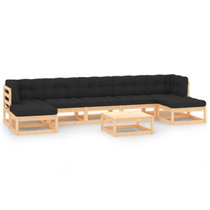 vidaXL, vidaXL 8-tlg. Garten-Lounge-Set mit Anthrazit Kissen Kiefernholz, vidaXL 8-tlg. Garten-Lounge-Set mit Kissen Massivholz Kiefer