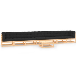 vidaXL, vidaXL 8-tlg. Garten-Lounge-Set mit Anthrazit Kissen Kiefernholz, vidaXL 8-tlg. Garten-Lounge-Set mit Kissen Massivholz Kiefer