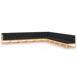 vidaXL, vidaXL 10-tlg. Garten-Lounge-Set mit Anthrazit Kissen Kiefernholz, vidaXL 10-tlg. Garten-Lounge-Set mit Kissen Massivholz Kiefer