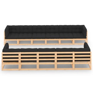vidaXL, vidaXL 11-tlg. Garten-Lounge-Set mit Anthrazit Kissen Kiefernholz, vidaXL 11-tlg. Garten-Lounge-Set mit Kissen Massivholz Kiefer