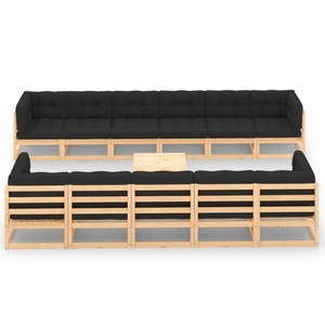 vidaXL, vidaXL 12-tlg. Garten-Lounge-Set mit Anthrazit Kissen Kiefernholz, vidaXL 12-tlg. Garten-Lounge-Set mit Kissen Massivholz Kiefer