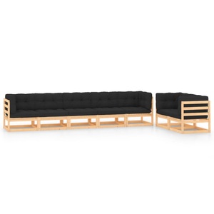 vidaXL, vidaXL 7-tlg. Garten-Lounge-Set mit Anthrazit Kissen Kiefernholz, vidaXL 7-tlg. Garten-Lounge-Set mit Kissen Massivholz Kiefer