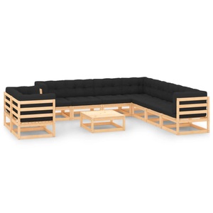 vidaXL, vidaXL 10-tlg. Garten-Lounge-Set mit Anthrazit Kissen Kiefernholz, vidaXL 10-tlg. Garten-Lounge-Set mit Kissen Massivholz Kiefer