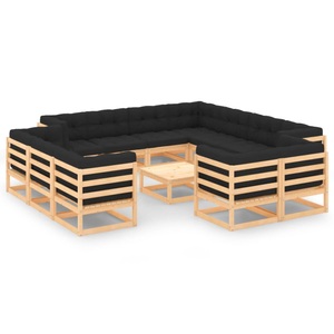 vidaXL, vidaXL 13-tlg. Garten-Lounge-Set mit Anthrazit Kissen Kiefernholz, vidaXL 13-tlg. Garten-Lounge-Set mit Kissen Massivholz Kiefer