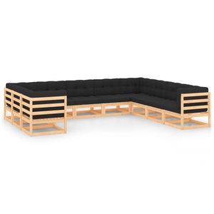vidaXL, vidaXL 10-tlg. Garten-Lounge-Set mit Anthrazit Kissen Kiefernholz, vidaXL 10-tlg. Garten-Lounge-Set mit Kissen Massivholz Kiefer